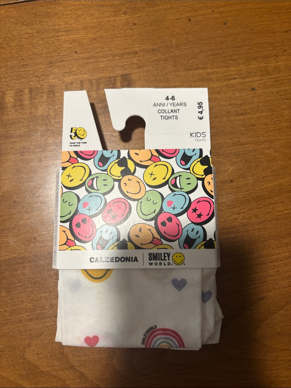 Calzedonia Kids White Smiley Tights with Colorful Prints